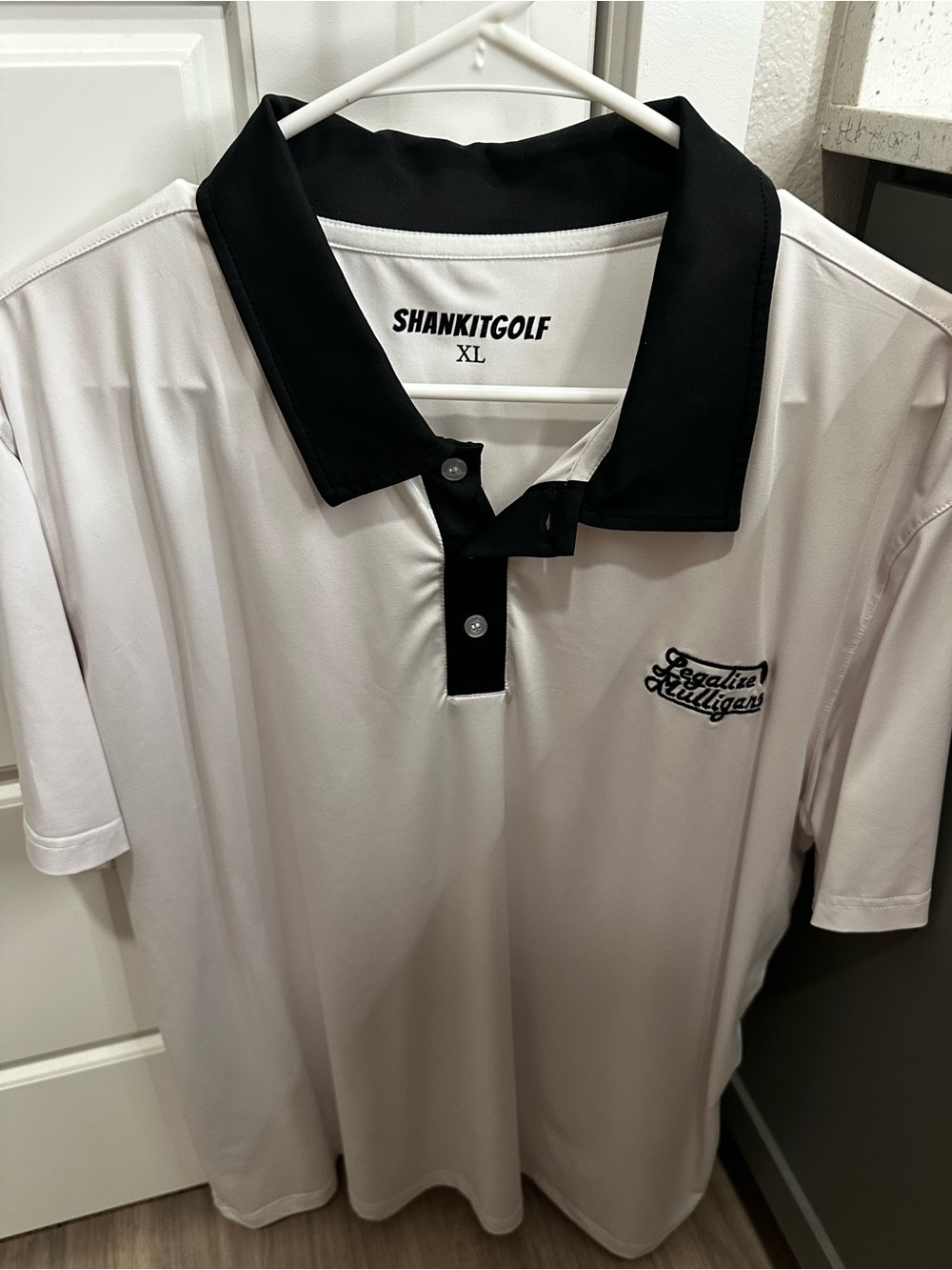 Men’s Black & White “Legalize Mulligans” Polo Shirt